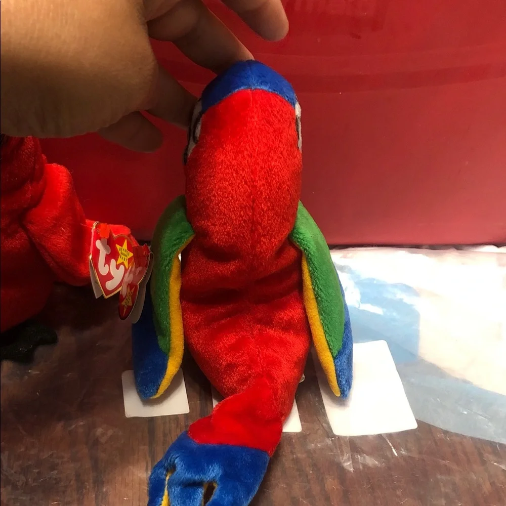 Ty Red and Multicolored Plush Bird Toy Set
